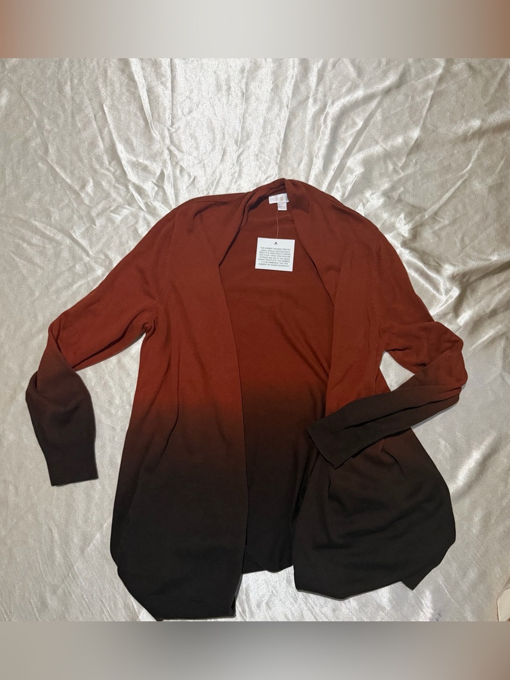Belle by Kim Gravel Cotton Rayon Dip Dye Sweater Cardigan Small A460371 NWOT